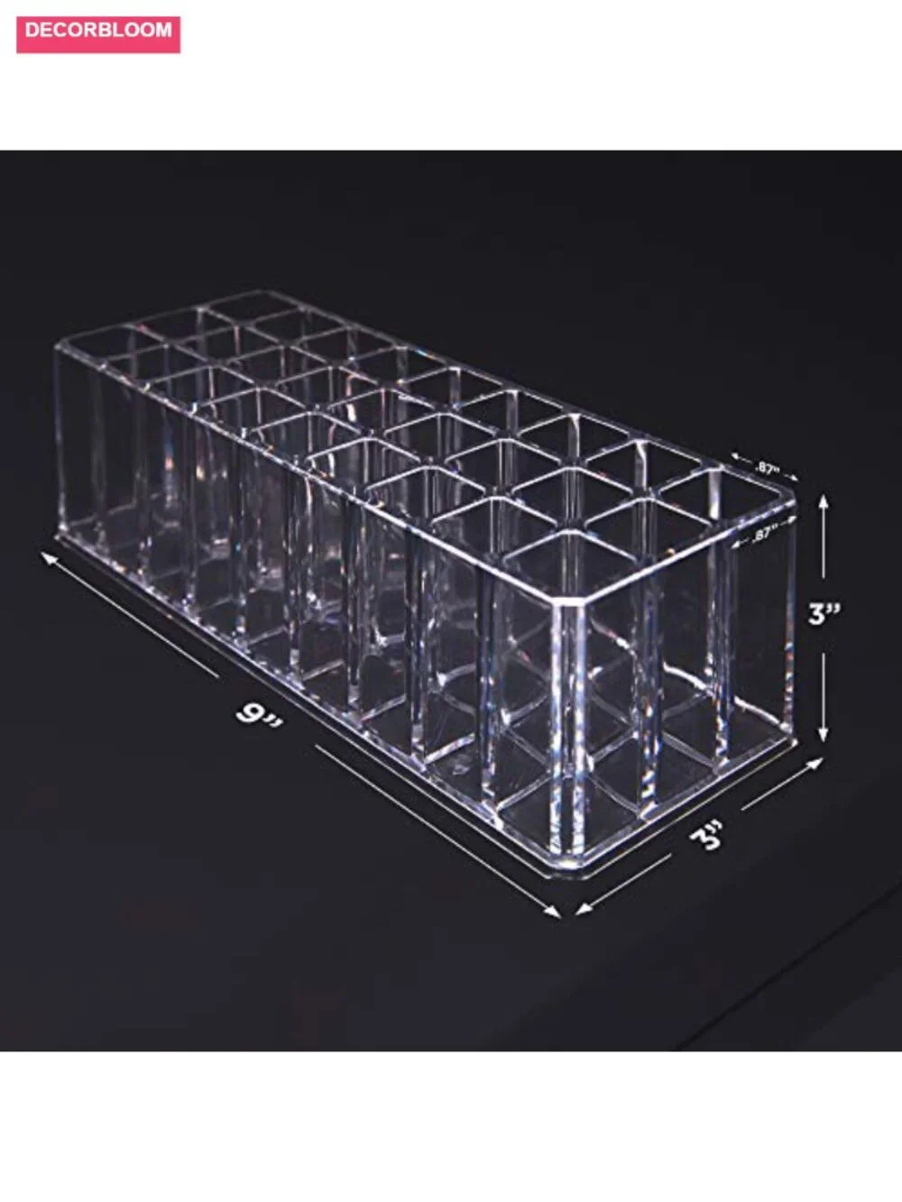 27 Slot Acrylic Makeup Organizer Vanity Drawer Storage Clear Lipstick Holder